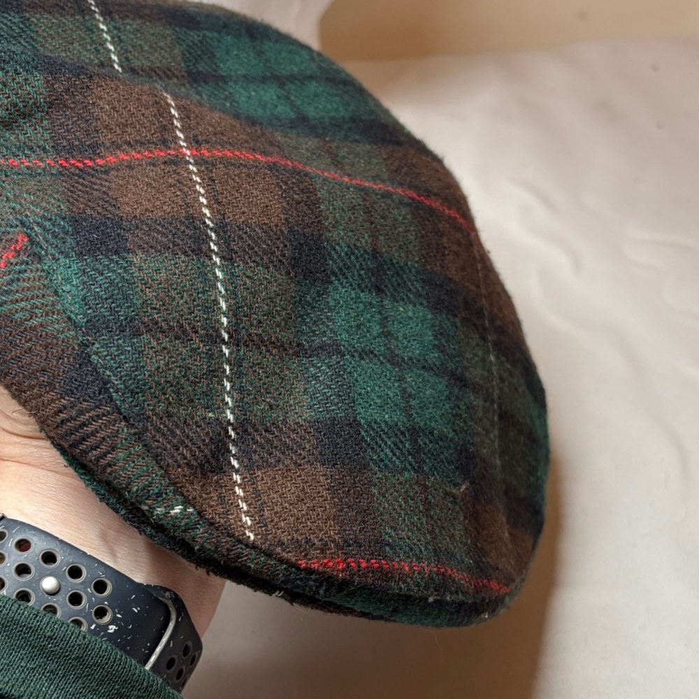 Totes Vintage Green Plaid Poly/Acrylic/Wool Flat Cap M